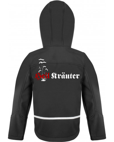 Bestickte Kinder Softshell Kapuzenjacke (Heil Kräuter)