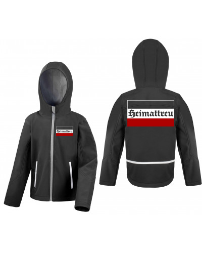 Bestickte Kinder Softshell Kapuzenjacke (Heimattreu)