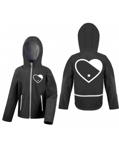 Bestickte Kinder Softshell Kapuzenjacke (Herz)