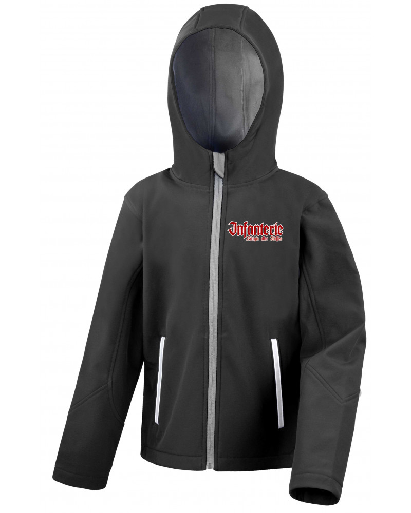 Bestickte Kinder Softshell Kapuzenjacke (Infanterie, Königin aller Waffen)
