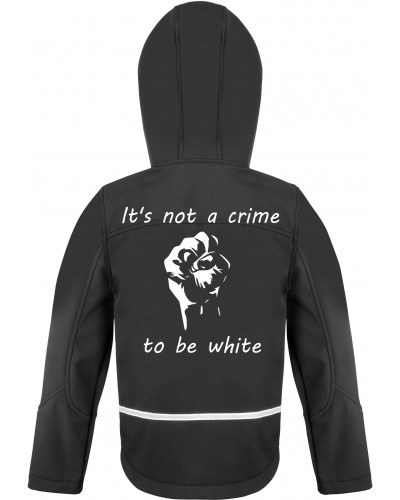 Bestickte Kinder Softshell Kapuzenjacke (Its not a crime to be white)