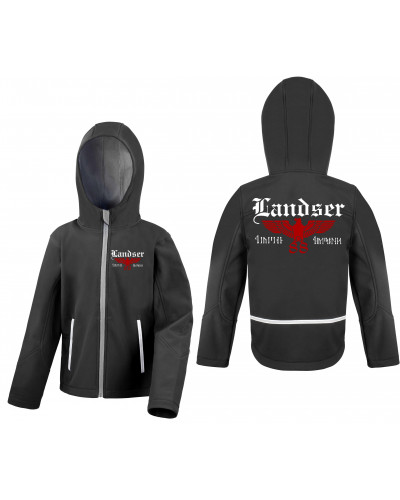 Bestickte Kinder Softshell Kapuzenjacke (Landser, Adler 88)
