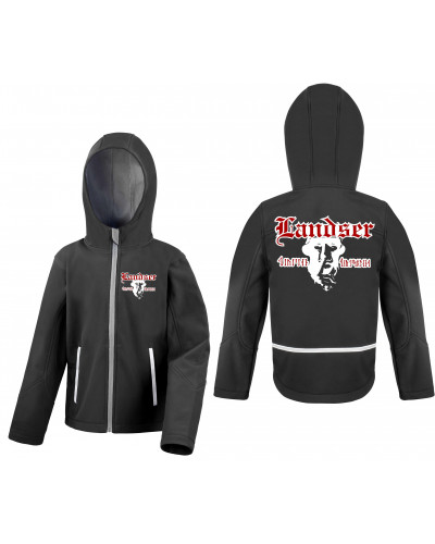 Bestickte Kinder Softshell Kapuzenjacke (Landser, Soldat)