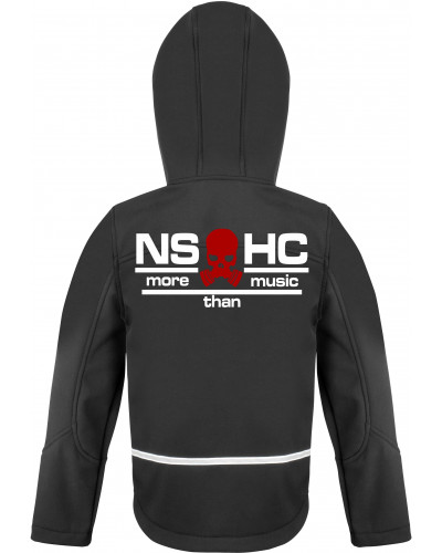 Bestickte Kinder Softshell Kapuzenjacke (NS HC, more than music)