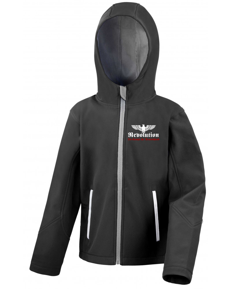 Bestickte Kinder Softshell Kapuzenjacke (Revolution Deutschland)