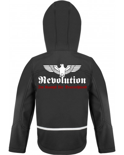 Bestickte Kinder Softshell Kapuzenjacke (Revolution Deutschland)