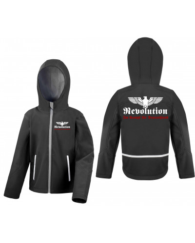 Bestickte Kinder Softshell Kapuzenjacke (Revolution Deutschland)
