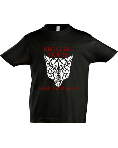 Kinder T-Shirt (Lieber ein Wolf Odins als ein Lamm Gottes)