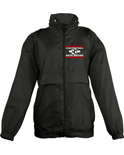 Bestickter Kinder Windbreaker (Love Football hate Antifa)