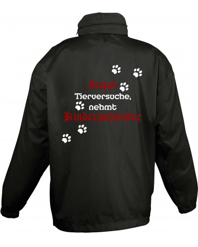 Bestickter Kinder Windbreaker (Stoppt Tierversuche, nehmt Kinderschänder)
