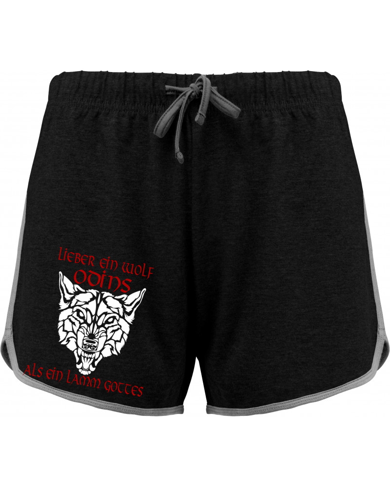 Kurze Damensporthose (Lieber ein Wolf Odins als ein Lamm Gottes)