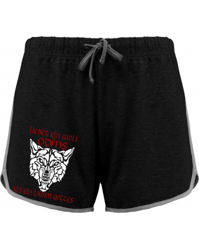 Kurze Damensporthose (Lieber ein Wolf Odins als ein Lamm Gottes)