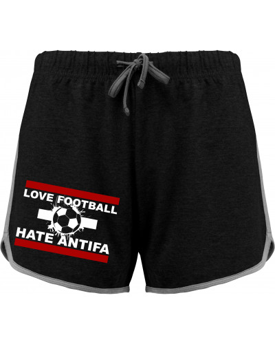 Kurze Damensporthose (Love Football hate Antifa)