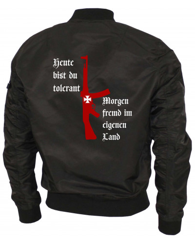 Bestickte Ma1 Bomberjacke "Leichtversion" (Heute tolerant morgen fremd im eigenen Land)