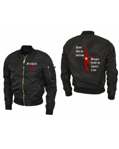 Bestickte Ma1 Bomberjacke "Leichtversion" (Heute tolerant morgen fremd im eigenen Land)