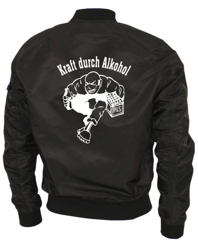 Bestickte Ma1 Bomberjacke "Leichtversion" (Kraft durch Alkohol)