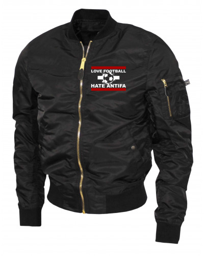 Bestickte Ma1 Bomberjacke "Leichtversion" (Love Football hate Antifa)