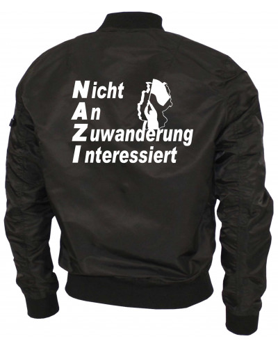 Bestickte Ma1 Bomberjacke "Leichtversion" (Nicht an Zuwanderung interessiert, Fahne)