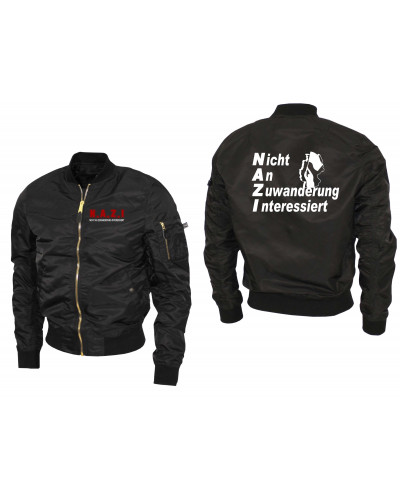 Bestickte Ma1 Bomberjacke "Leichtversion" (Nicht an Zuwanderung interessiert, Fahne)