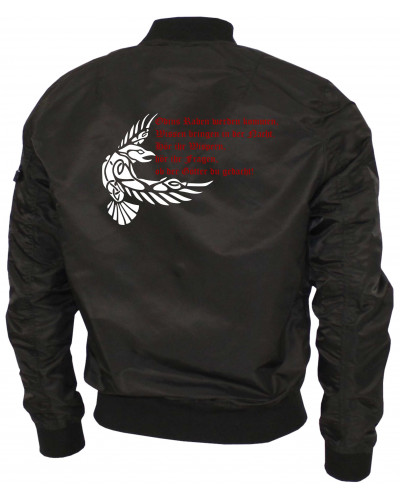 Bestickte Ma1 Bomberjacke "Leichtversion" (Odins Raben werden kommen)