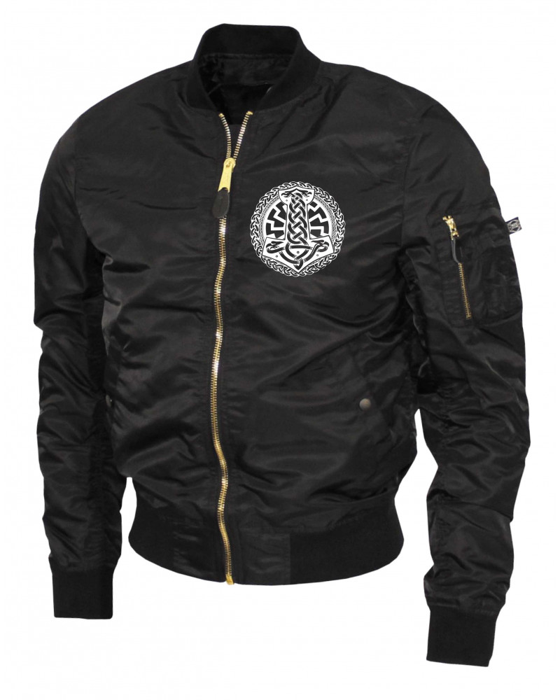 Bestickte Ma1 Bomberjacke "Leichtversion" (Schwarze Sonne, Thorhammer)