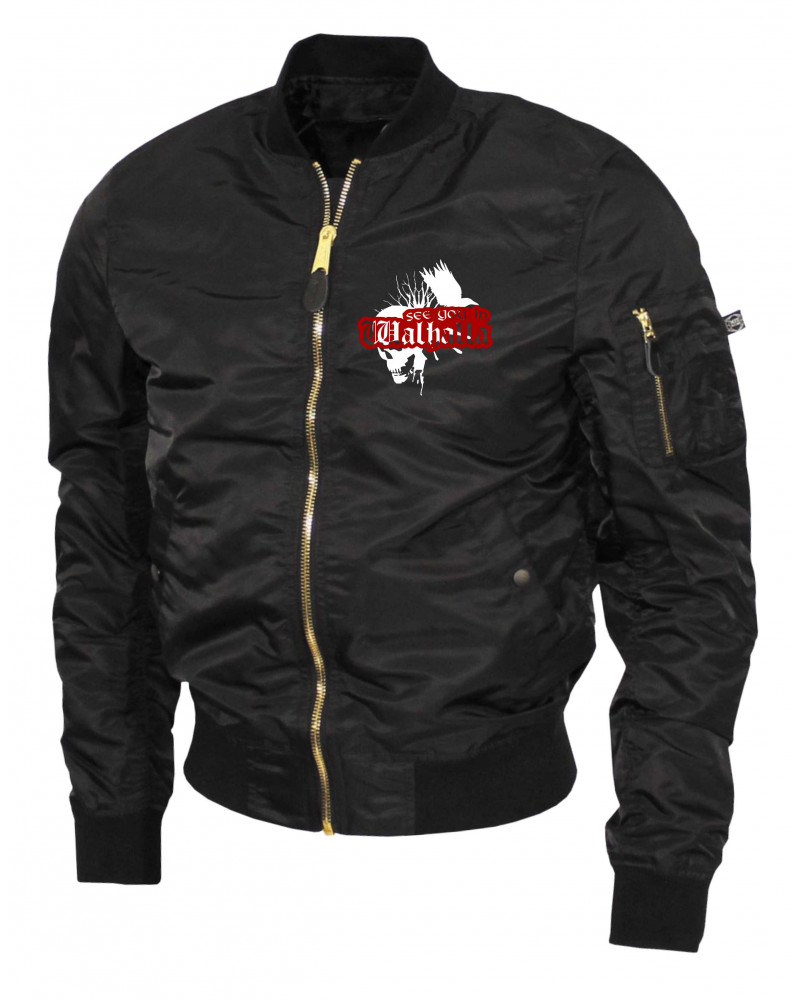 Bestickte Ma1 Bomberjacke "Leichtversion" (See you in Walhalla, Totenkopf)