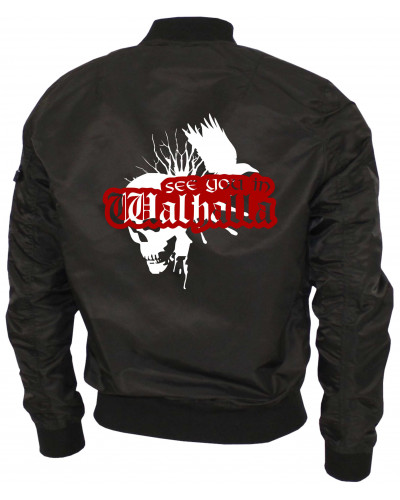 Bestickte Ma1 Bomberjacke "Leichtversion" (See you in Walhalla, Totenkopf)