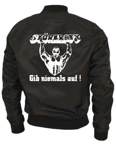Bestickte Ma1 Bomberjacke "Leichtversion" (Störkraft gib niemals auf)