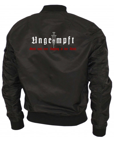 Bestickte Ma1 Bomberjacke "Leichtversion" (Ungeimpft, Steckt euch eure Impfung in den Arsch)