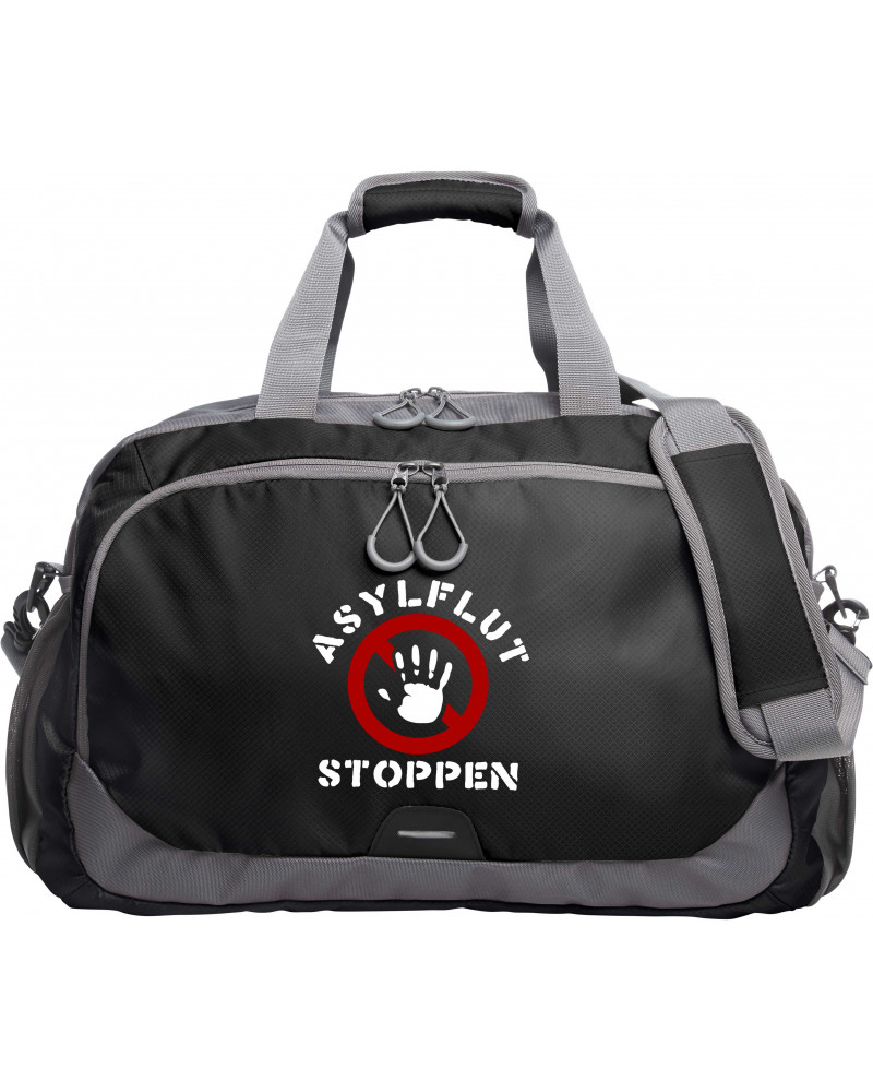 Bestickte Sporttasche "Surt" (Asylflut stoppen)