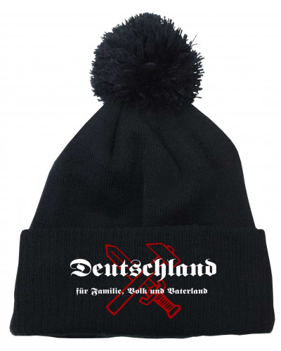 Bestickte Strickmütze "Frigg" (Deutschland für Familie, Volk und Vaterland)