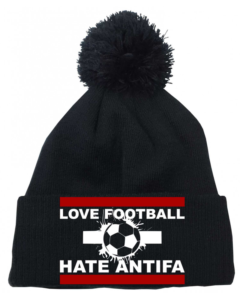 Bestickte Strickmütze "Frigg" (Love Football hate Antifa)