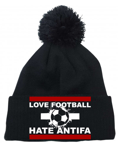 Bestickte Strickmütze "Frigg" (Love Football hate Antifa)