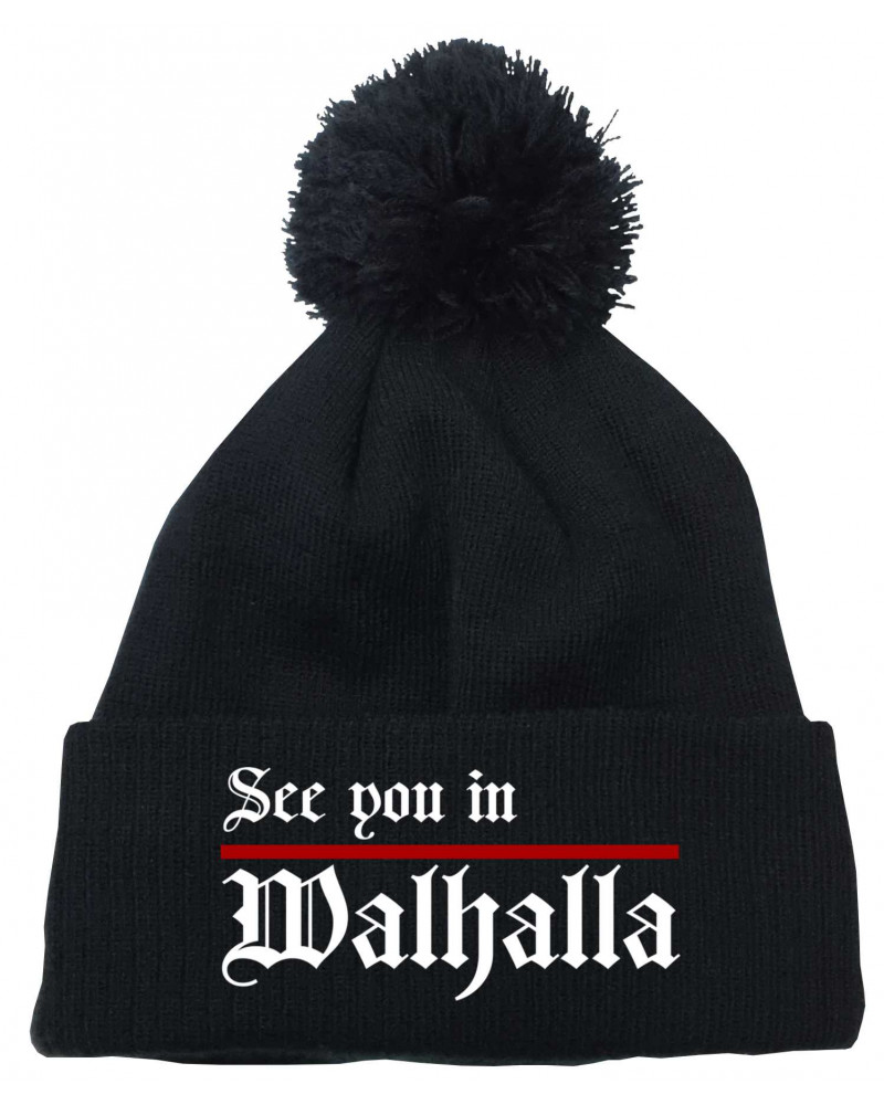 Bestickte Strickmütze "Frigg" (See you in Walhalla, Strich)