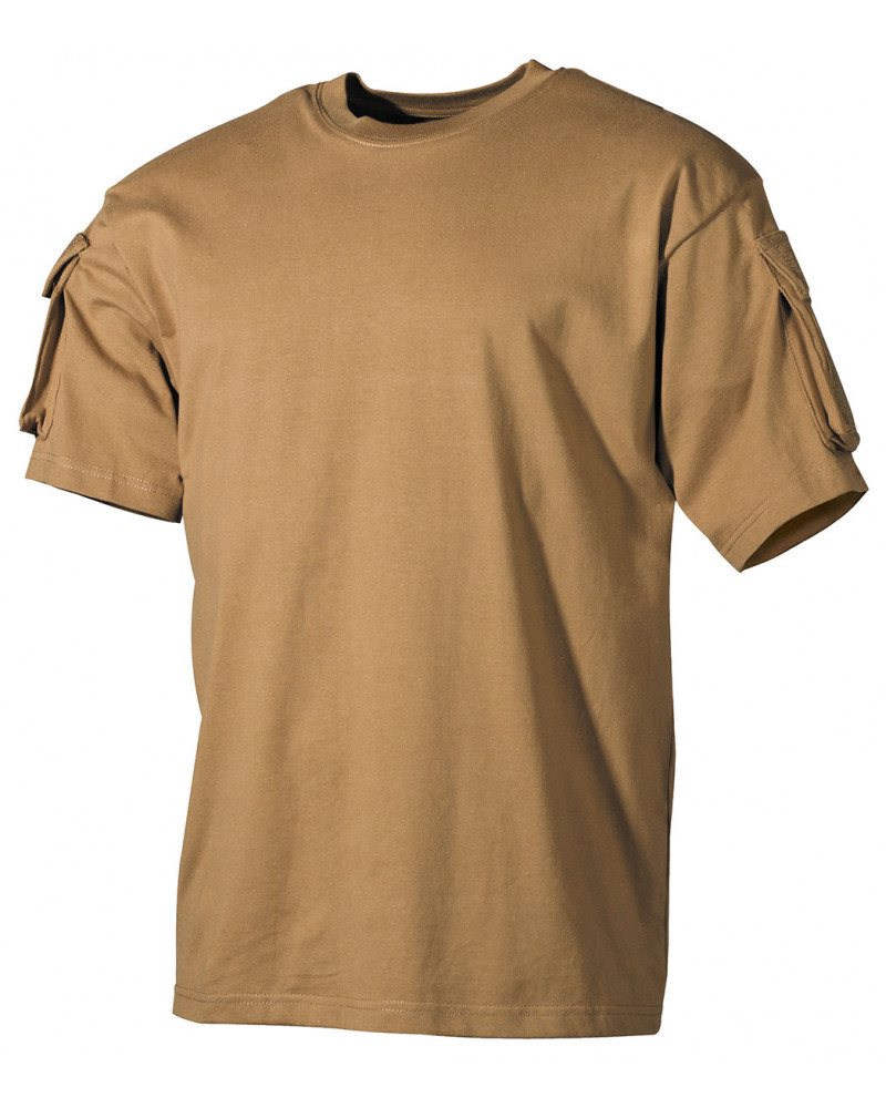 US T-Shirt, halbarm, coyote,mit Ärmeltaschen