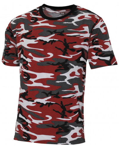 US T-Shirt, "Streetstyle",rot-camo, 140-145 g/m²