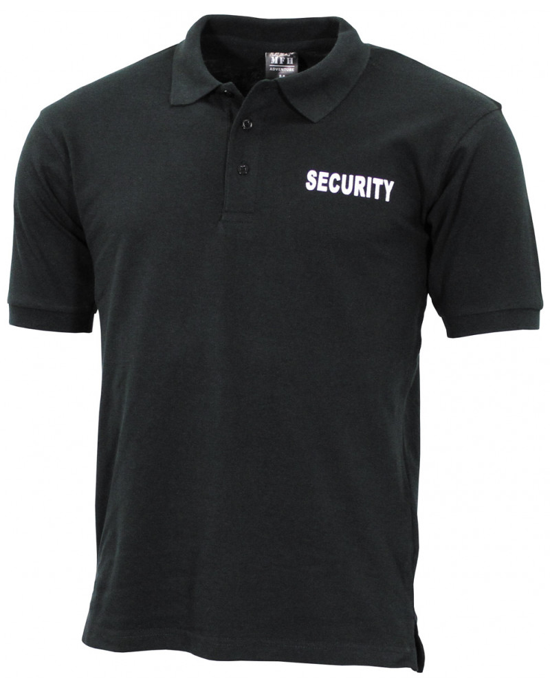 Poloshirt, schwarz,"Security", bedruckt