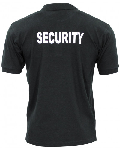 Poloshirt, schwarz,"Security", bedruckt