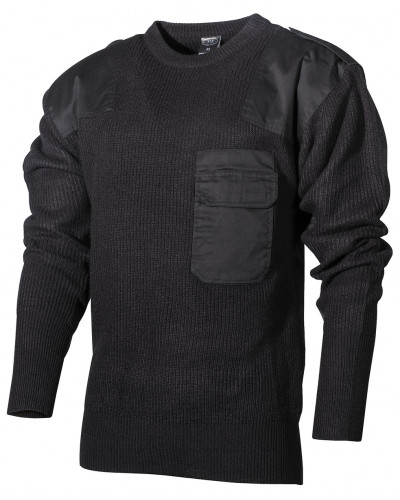 BW Pullover, mit Brusttasche, schwarz