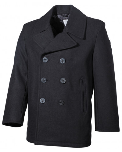 US Pea Coat, schwarz,mit schwarzen Knöpfen
