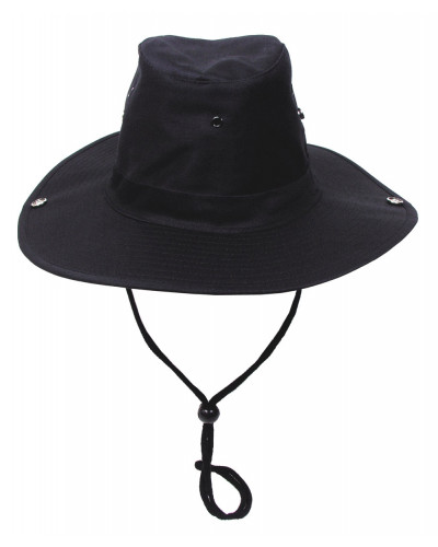 Buschhut, schwarz,mit Kinnband, zum Hochstellen