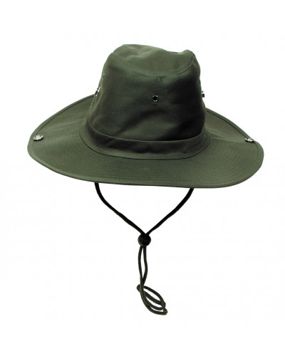 Buschhut, oliv,mit Kinnband, zum Hochstellen