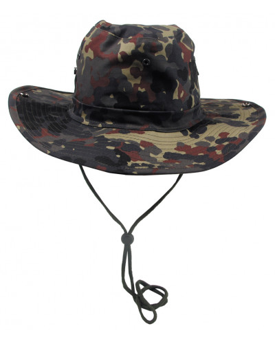 Buschhut, flecktarn,mit Kinnband, zum Hochstellen