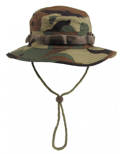 US GI Buschhut, mit Kinnband, GI Boonie, Rip Stop, woodland