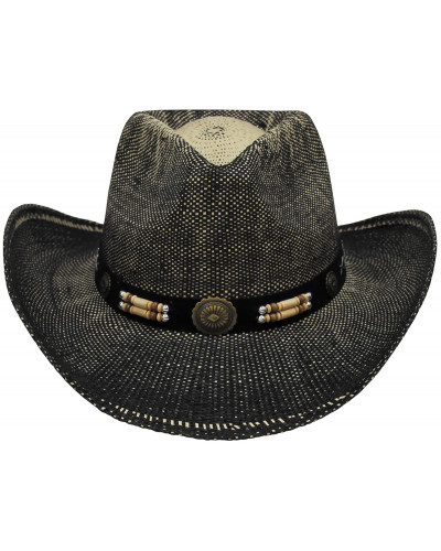 Strohhut, "Texas", mit Hutband, schwarz-braun