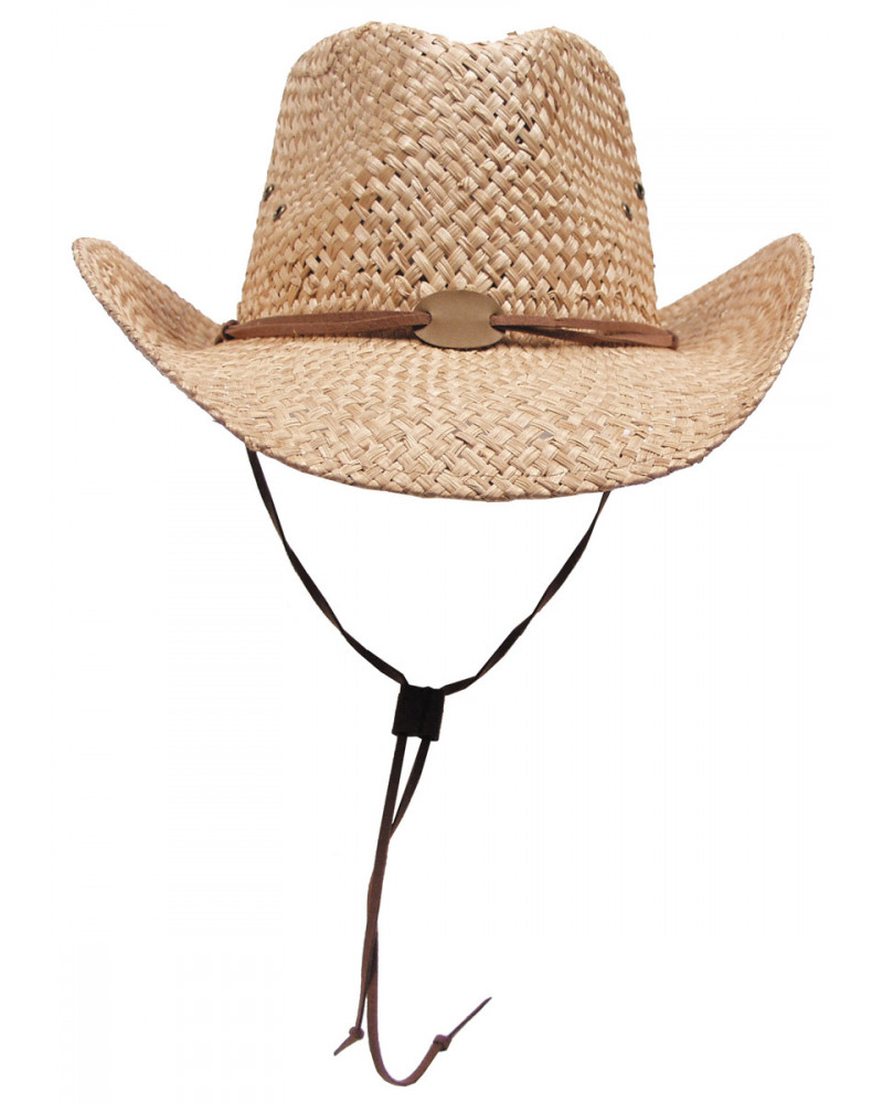 Strohhut, mit Kinnband,hellbraun