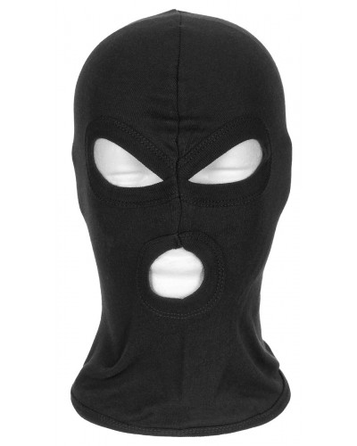 Balaclava, 3-Loch, dünn,schwarz, 100 % Baumwolle