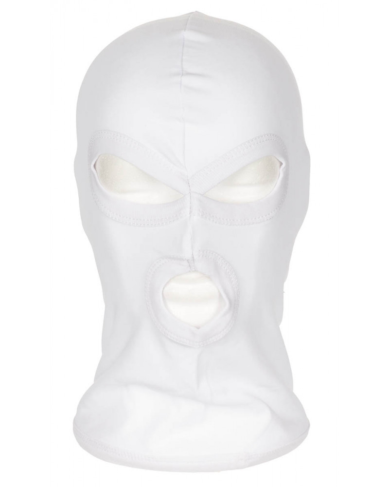 Balaclava, 3-Loch, dünn,weiß, 100 % Baumwolle