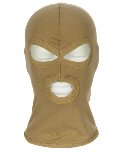 Balaclava, 3-Loch, dünn,coyote tan, 100 % Baumwolle
