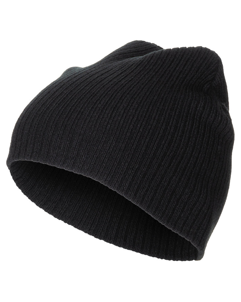 Strickmütze, "Beanie", Rip,schwarz, extra kurz